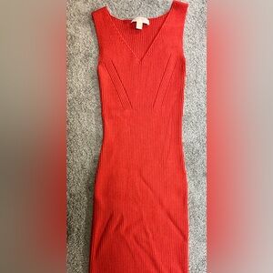 Red Ribbed Dress